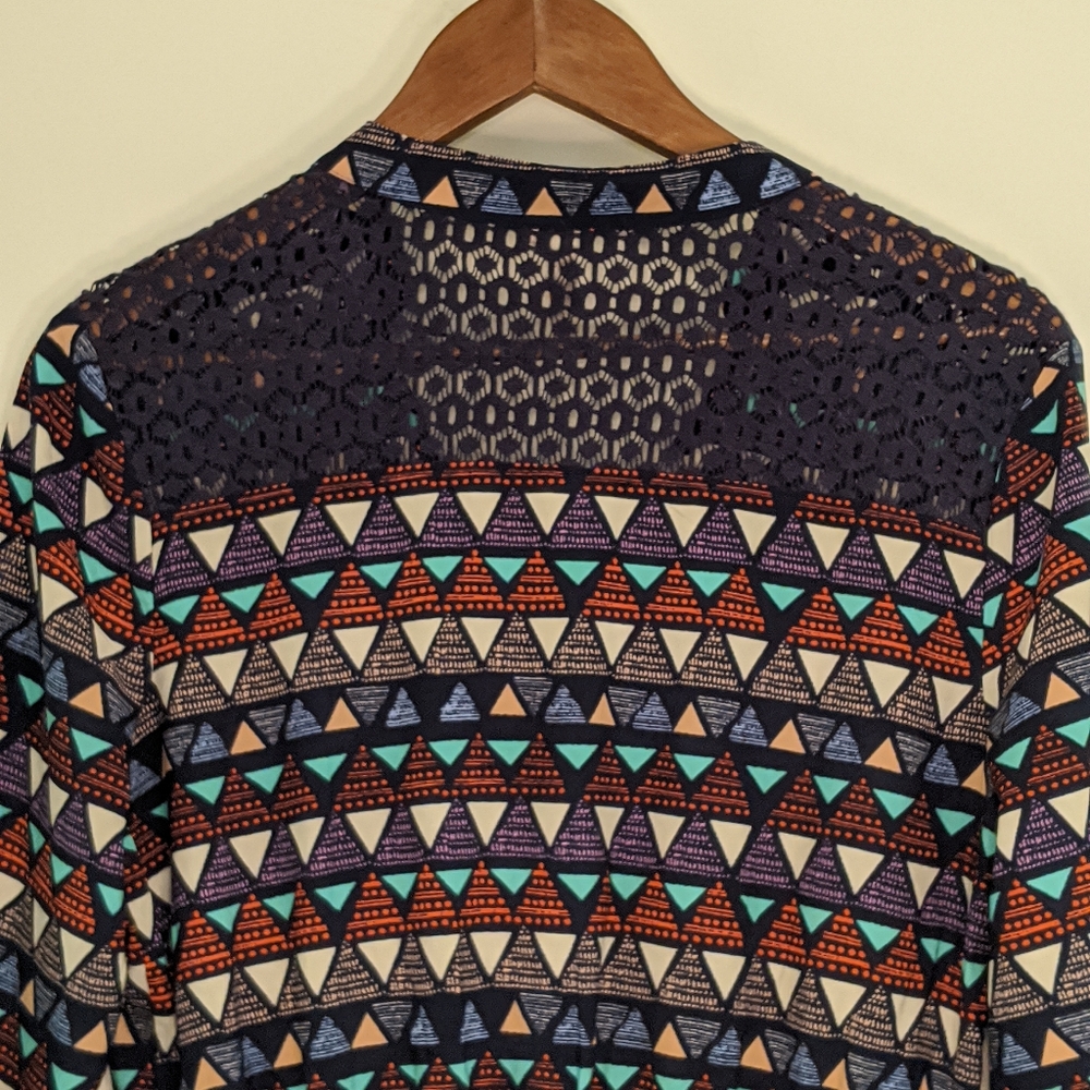 Red Camel Long Sleeve Geometric Pattern Dress - image 3